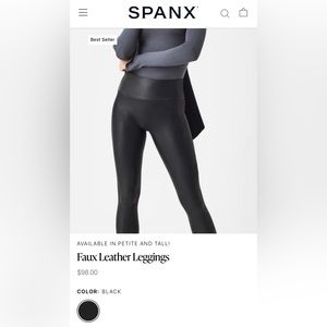SPANX Faux Leather Leggings size small regular  color :black NEW CONDITION